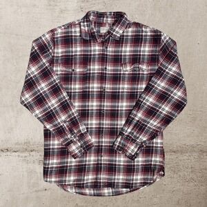 Jachs Flannel Shirt Men's XLT Red Navy Cotton Plaid Western Outdoor Chore Shirt